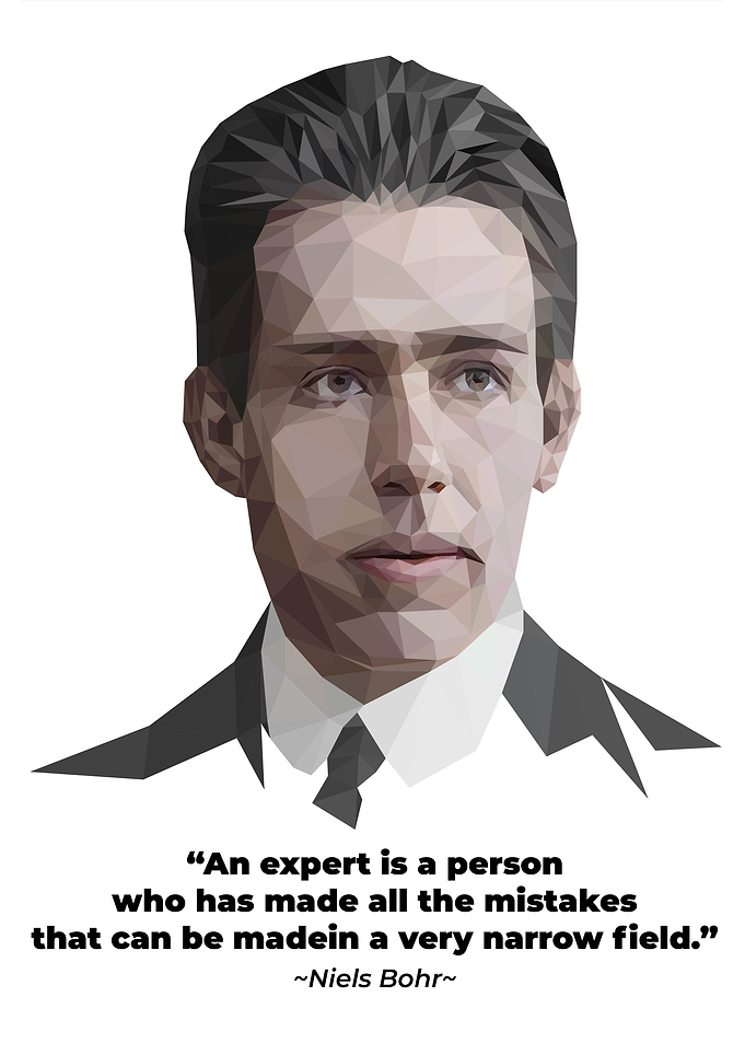Niels Bohr Low Poly Portrait Quote