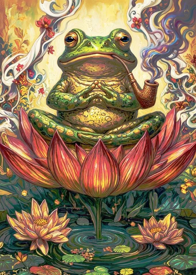 Zen Frog Smoking Pipe on Lotus
