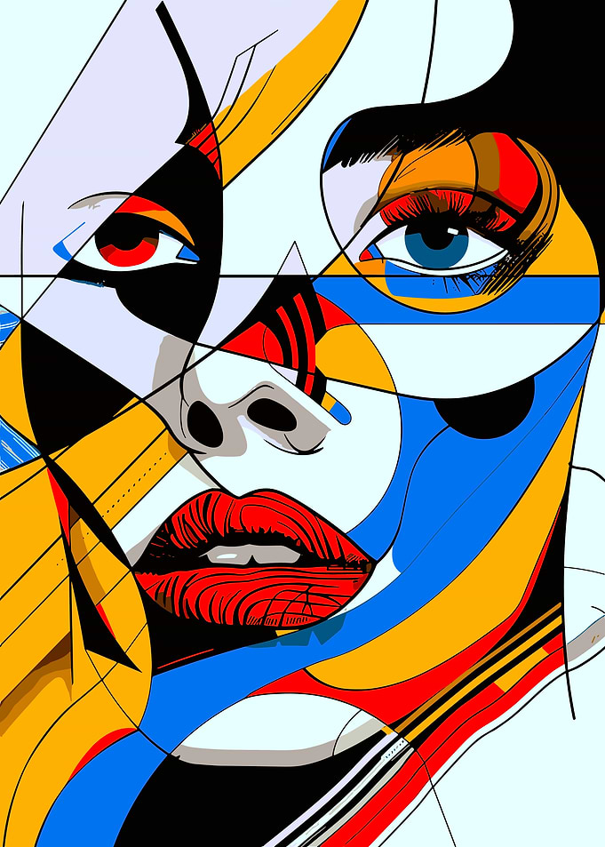 Abstract Geometric Portrait of a Woman