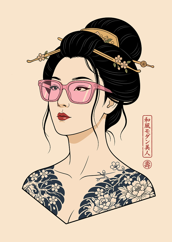 Modern Geisha with Pink Sunglasses