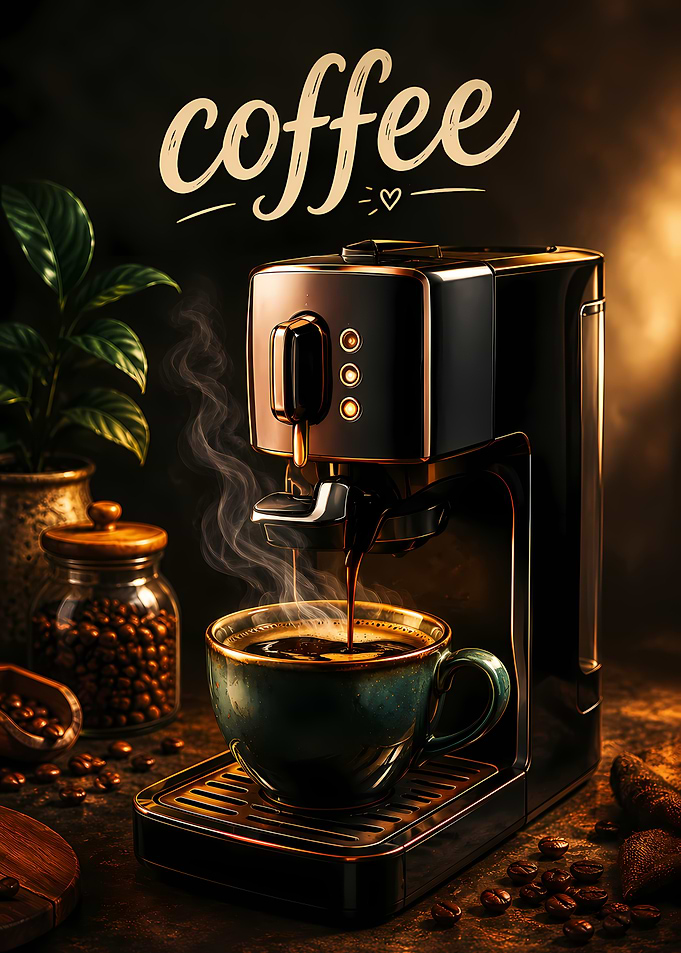Modern Coffee Machine Brewing Fresh Coffee