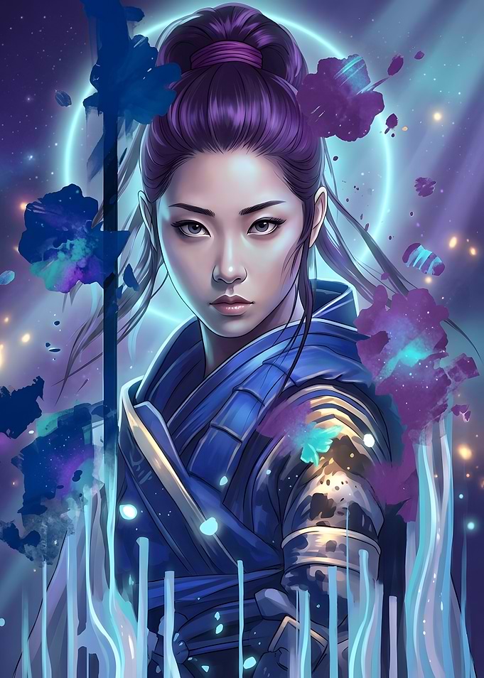 Ethereal Female Warrior Digital Portrait