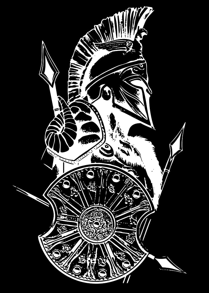 Spartan Warrior with Shield and Spear