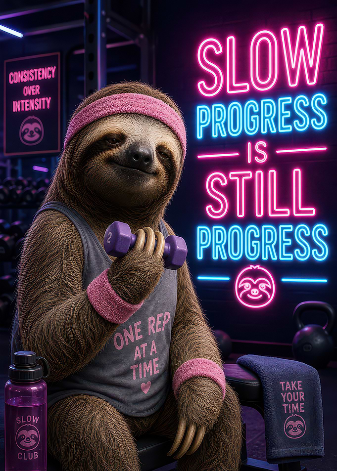 Sloth Working Out Motivational Poster