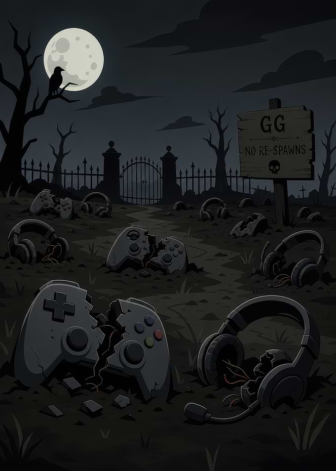 Gaming Graveyard No Respawns Illustration