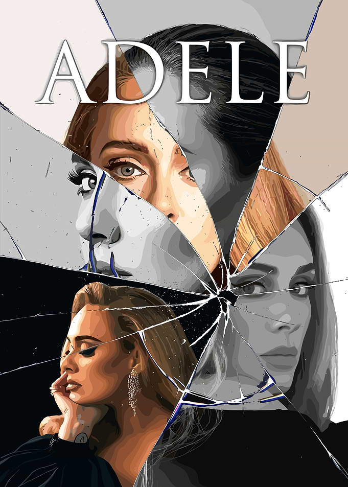 Adele Shattered Mirror Portrait Art