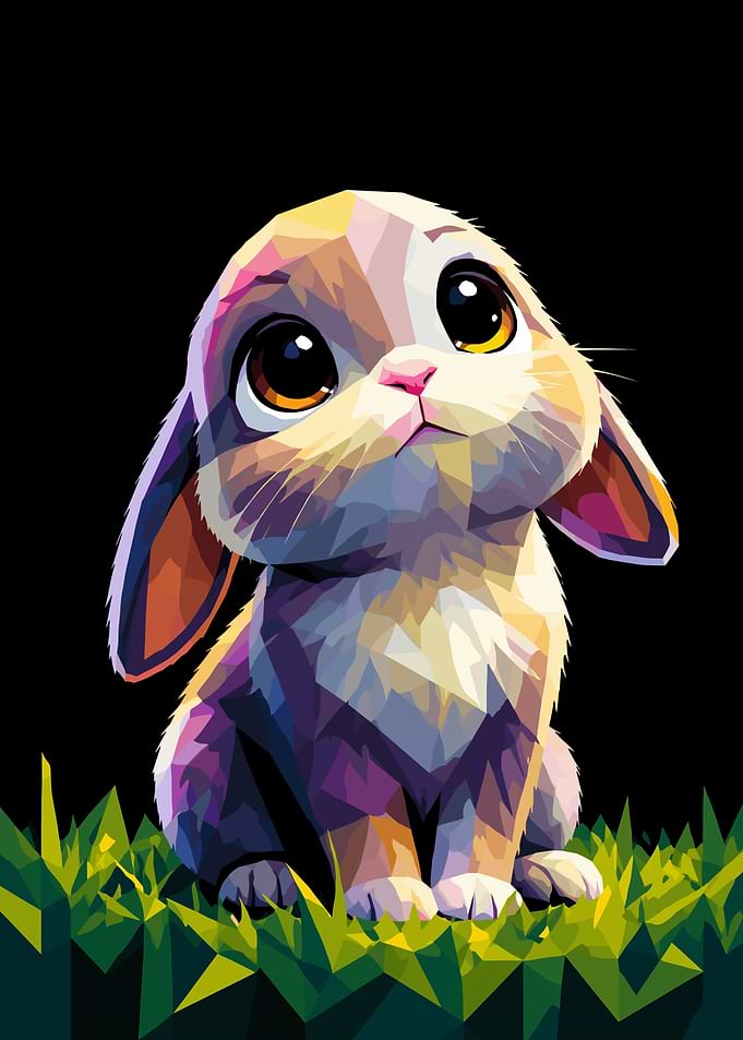 Colorful Low Poly Bunny Illustration in rabit