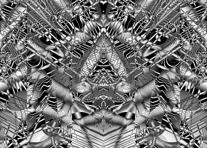 Psychedelic Monochrome Alien Fractal Pattern Digital Abstract Art