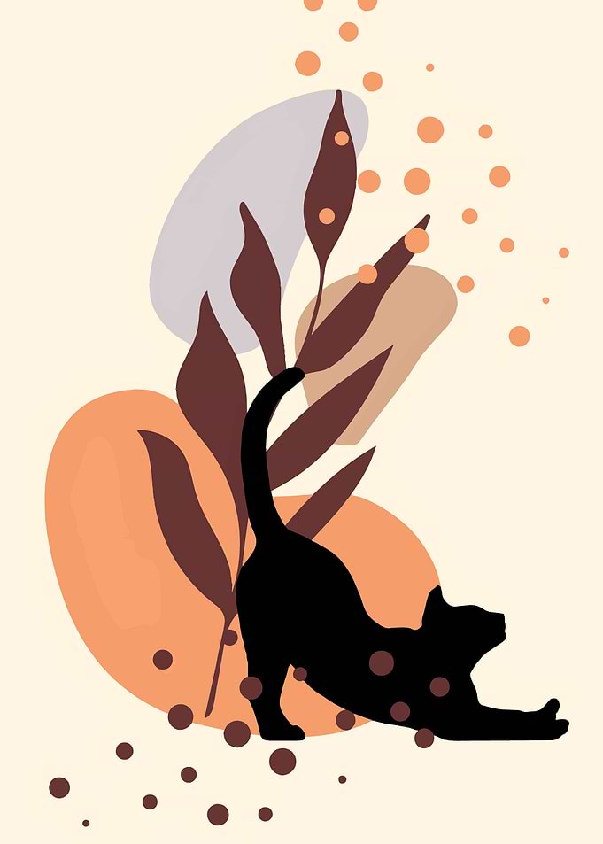 Minimalist Stretching Cat Abstract Art