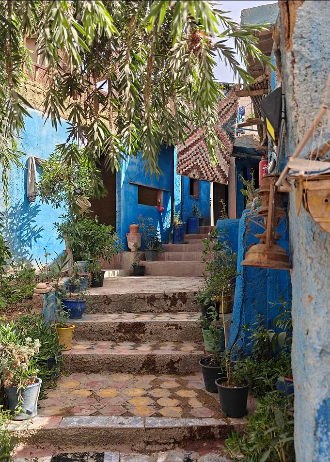 Vibrant Blue Moroccan Alleyway
