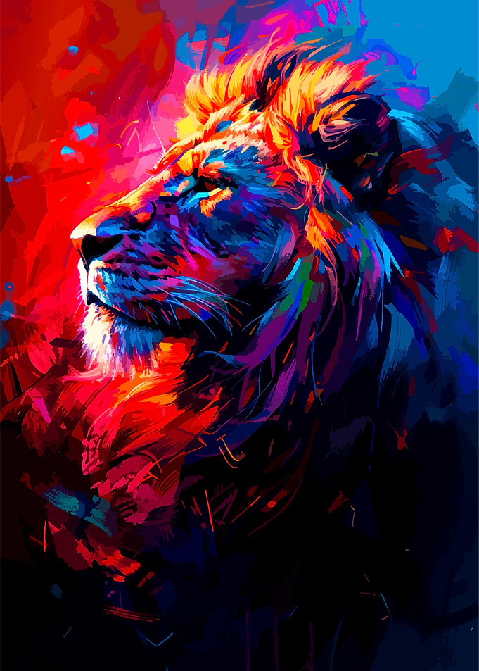 Vibrant Abstract Lion Portrait