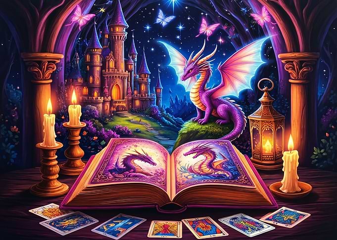 Magical Dragon Storybook Fantasy Scene