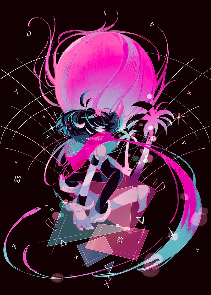 Kris from Deltarune Neon Art