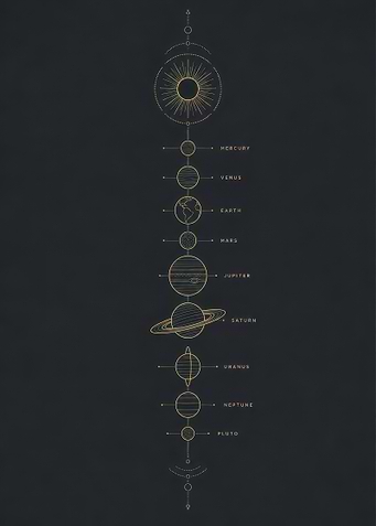 Minimalist Solar System Vertical Poster