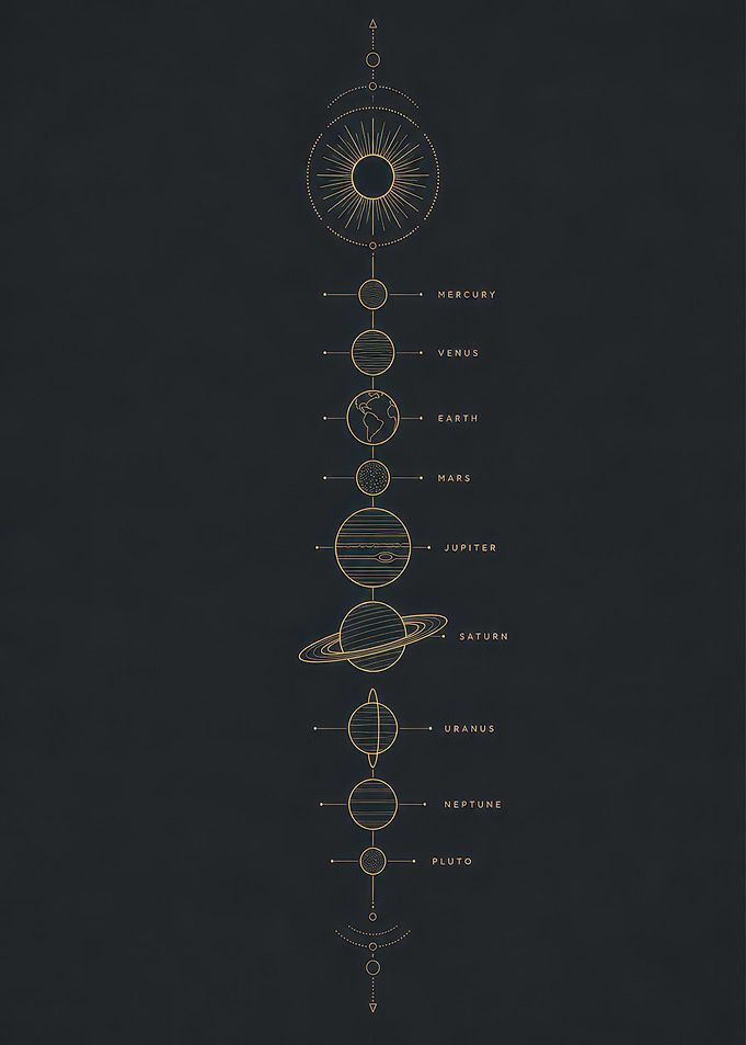 Minimalist Solar System Vertical Poster