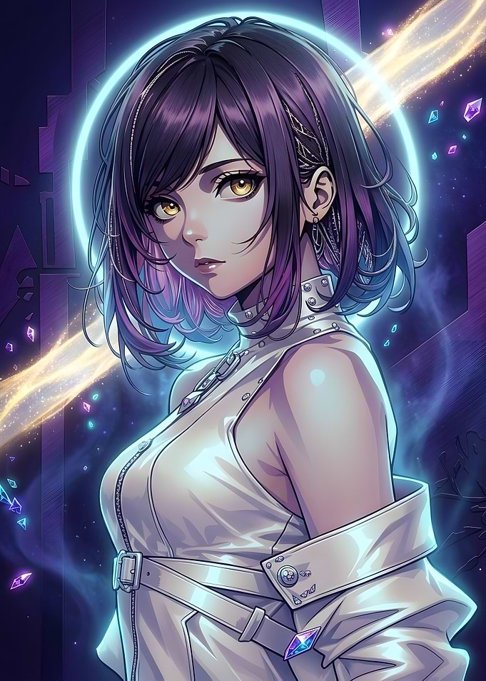 Anime Girl with Glowing Halo