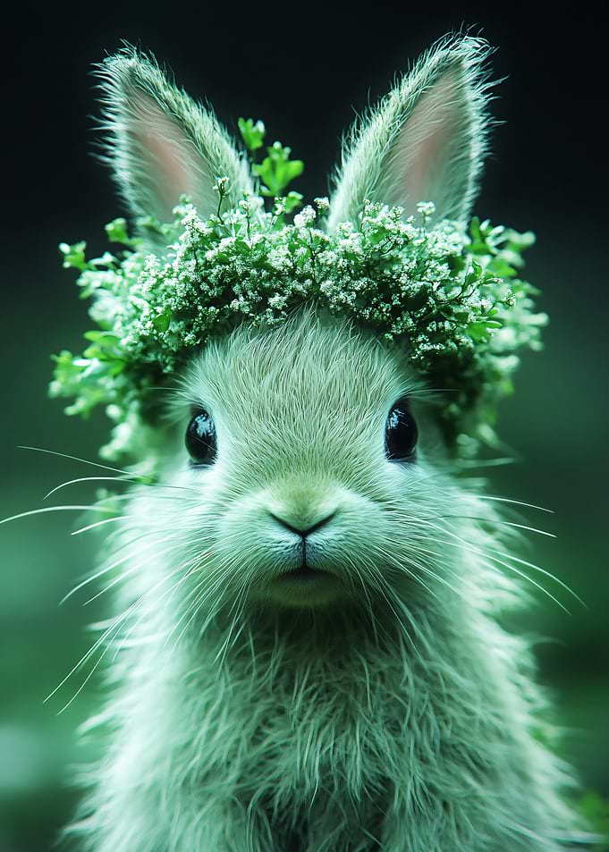Cute Bunny Wearing Flower Crown