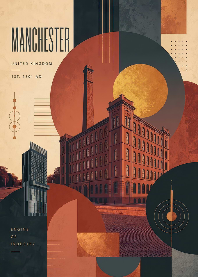 Manchester Industrial Heritage Travel Poster