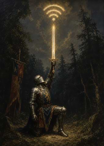 Knight Kneeling with Wi-Fi Sword