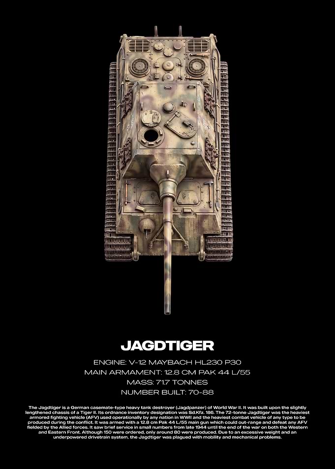 Jagdtiger Tank Destroyer Technical Poster