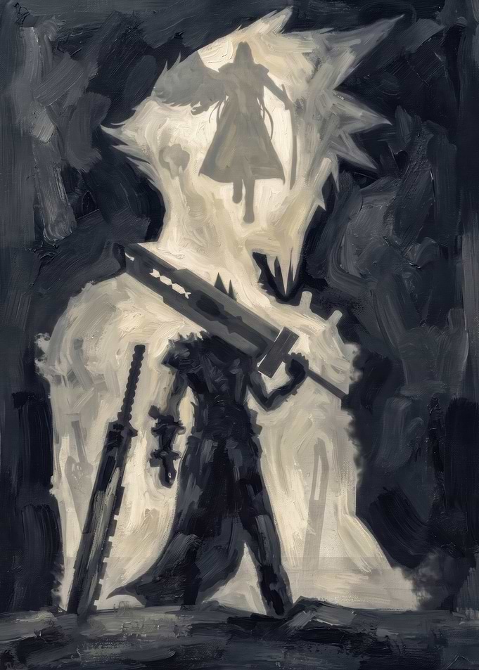 Cloud Strife and Sephiroth Silhouette Art