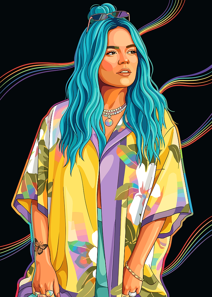 Karol G Digital Portrait Illustration