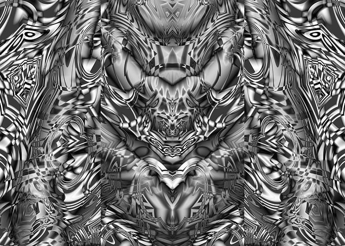 Psychedelic Monochrome Alien Fractal Pattern Digital Abstract Art