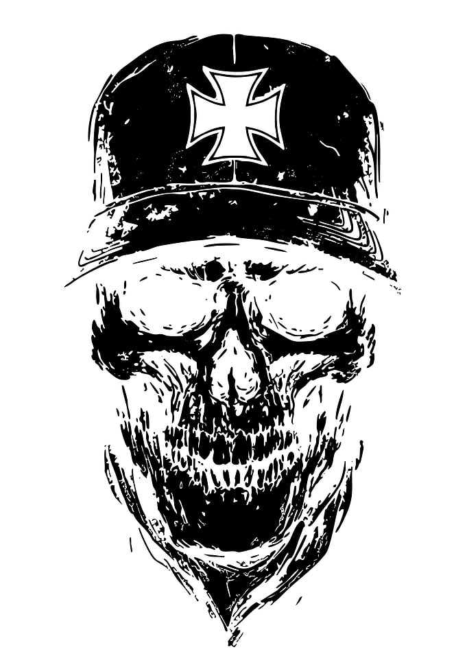 Skull Wearing Iron Cross Cap