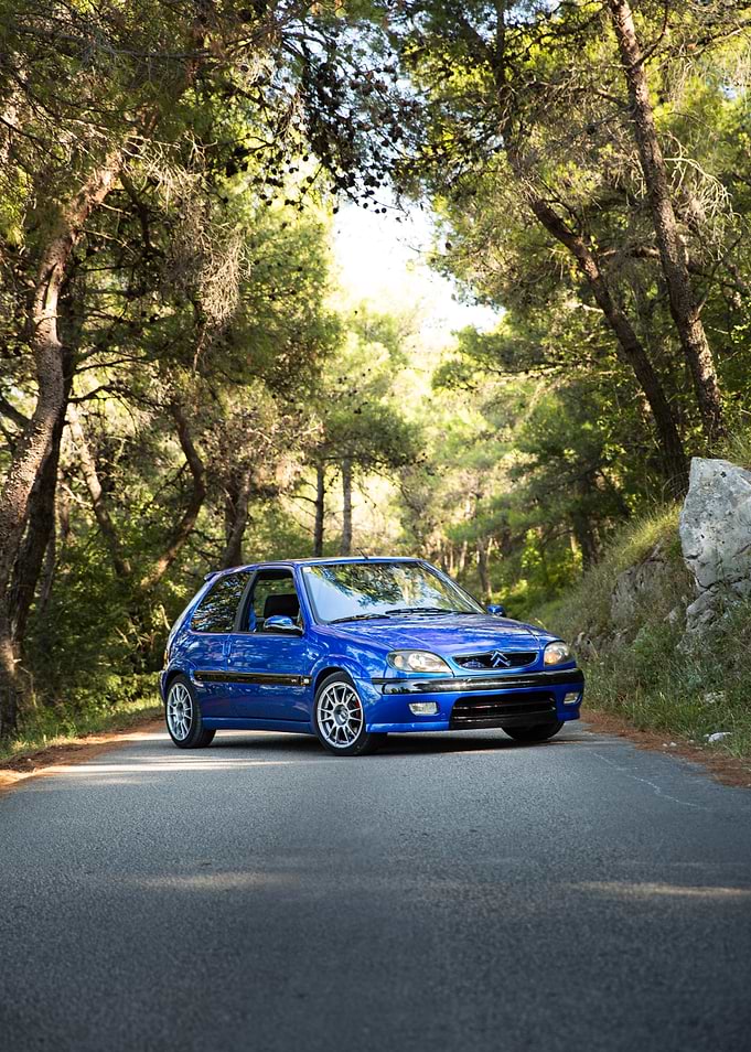 Blue Citroen Saxo VTS on Road