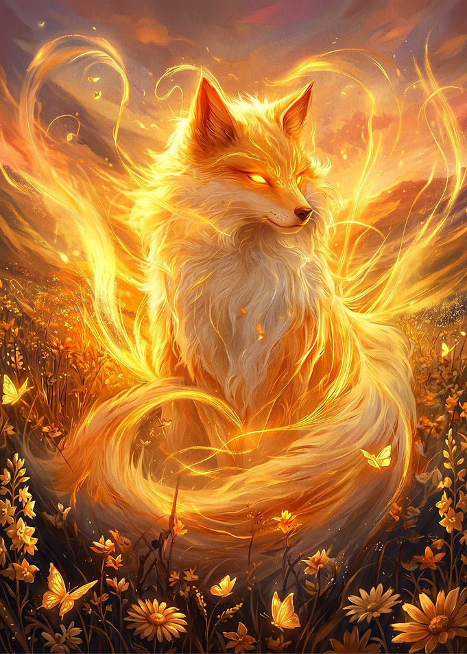 Ethereal Golden Fire Fox