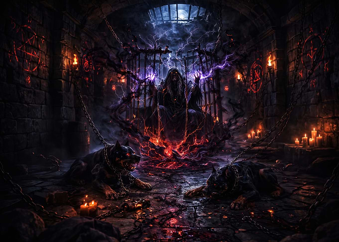 Dark Necromancer with Hellhounds