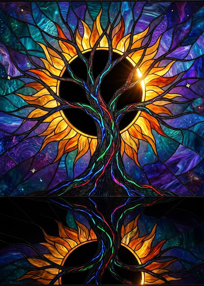 Stained Glass Cosmic Tree of Life