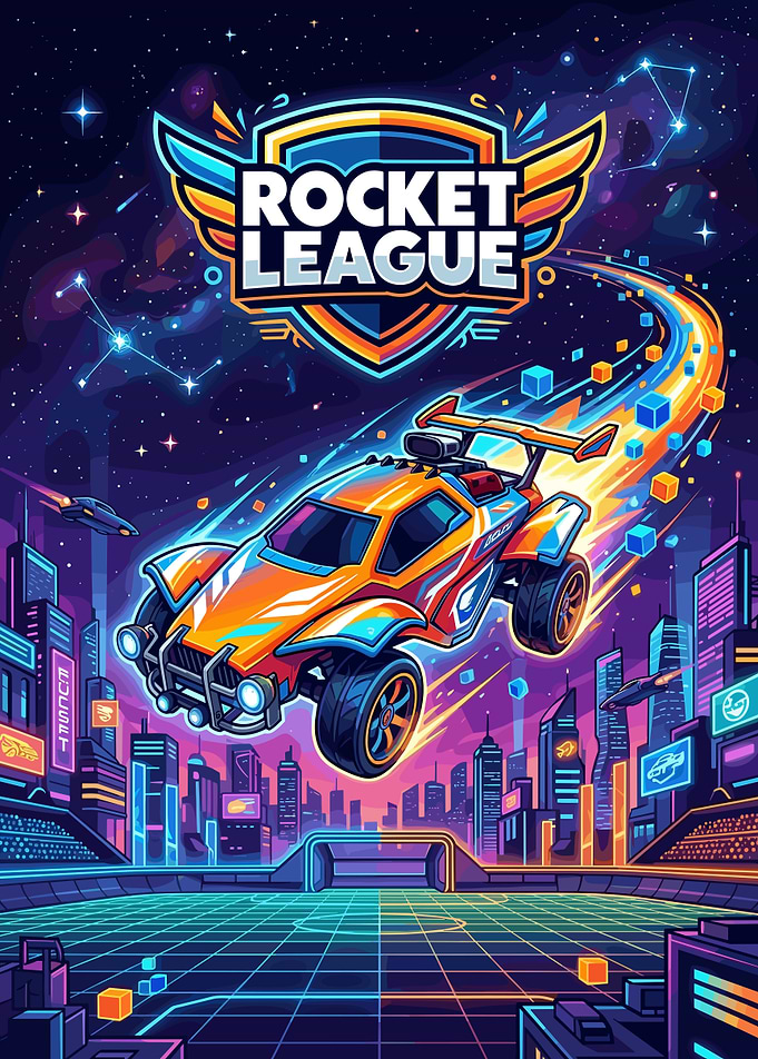 Rocket League Neon City Poster