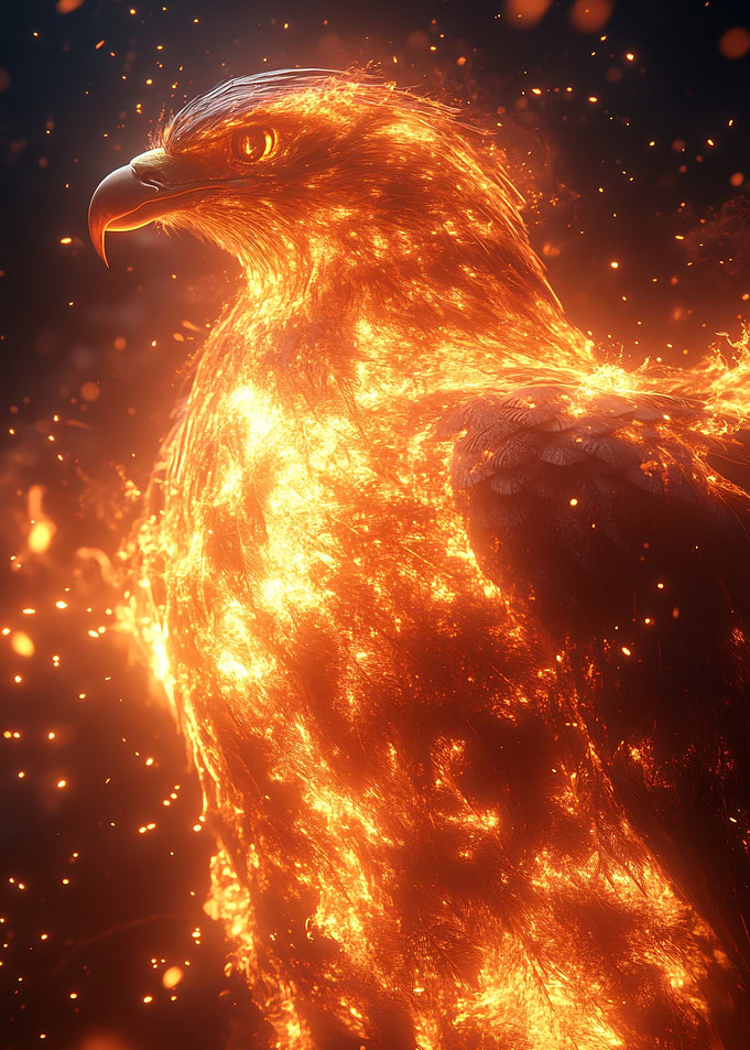 Majestic Phoenix Made of Fire