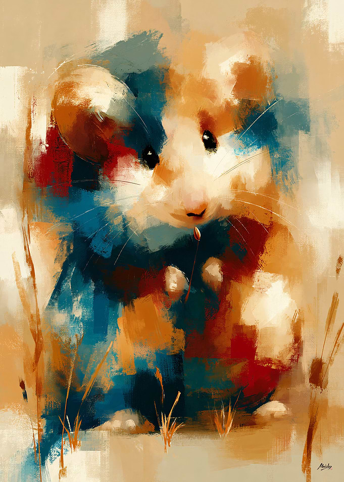 Kawaii Animal Reveries No. 01 – Little Forager Baby Hamster Wall Art