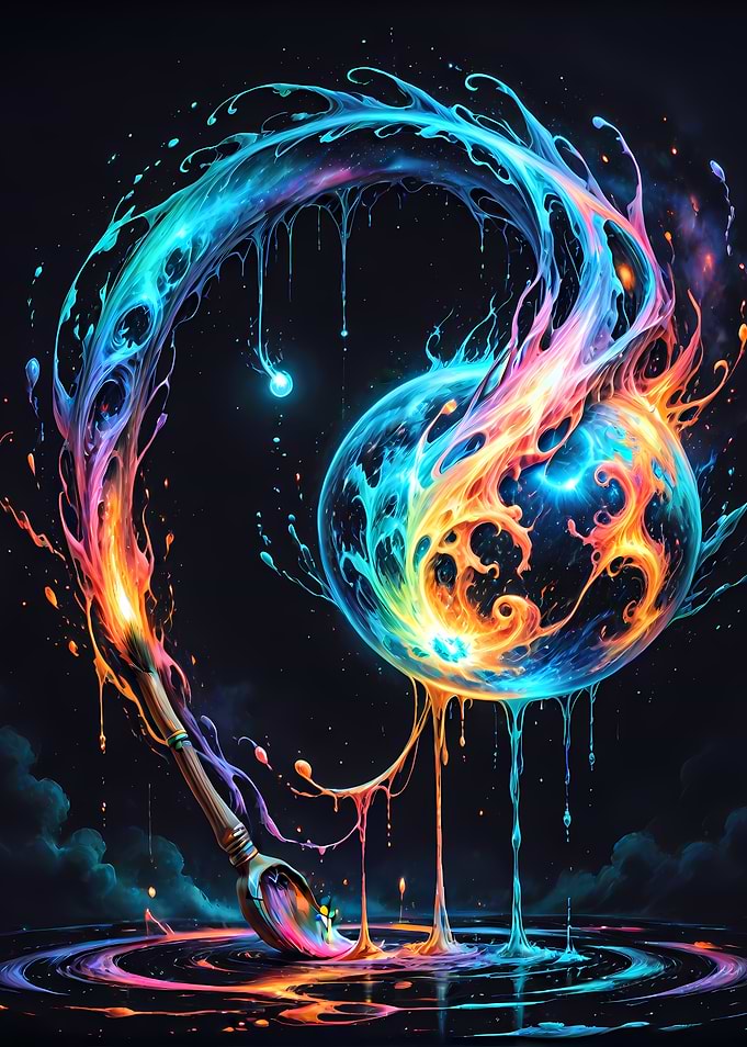 Abstract Cosmic Paintbrush Creation