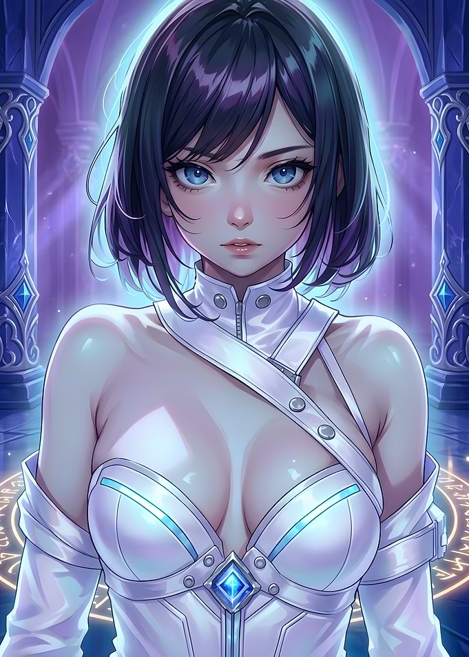 Anime Girl in Futuristic White Armor