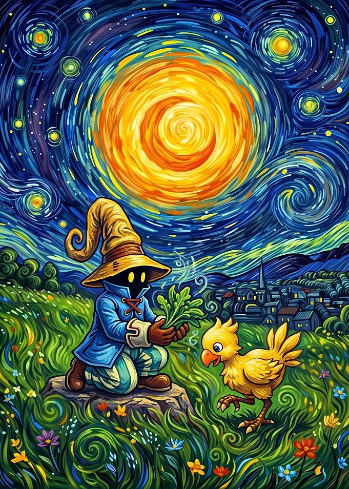Vivi and Chocobo Starry Night