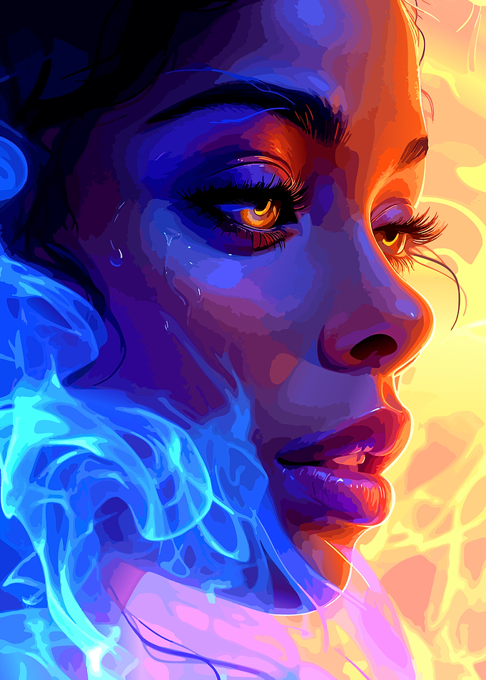 Vibrant Dual-Tone Portrait of Woman