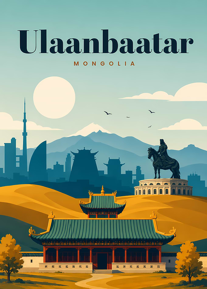 Ulaanbaatar Mongolia Travel Poster
