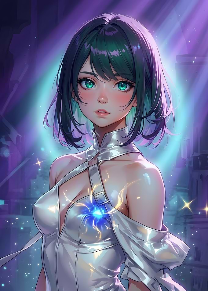 Anime Girl with Glowing Energy Core