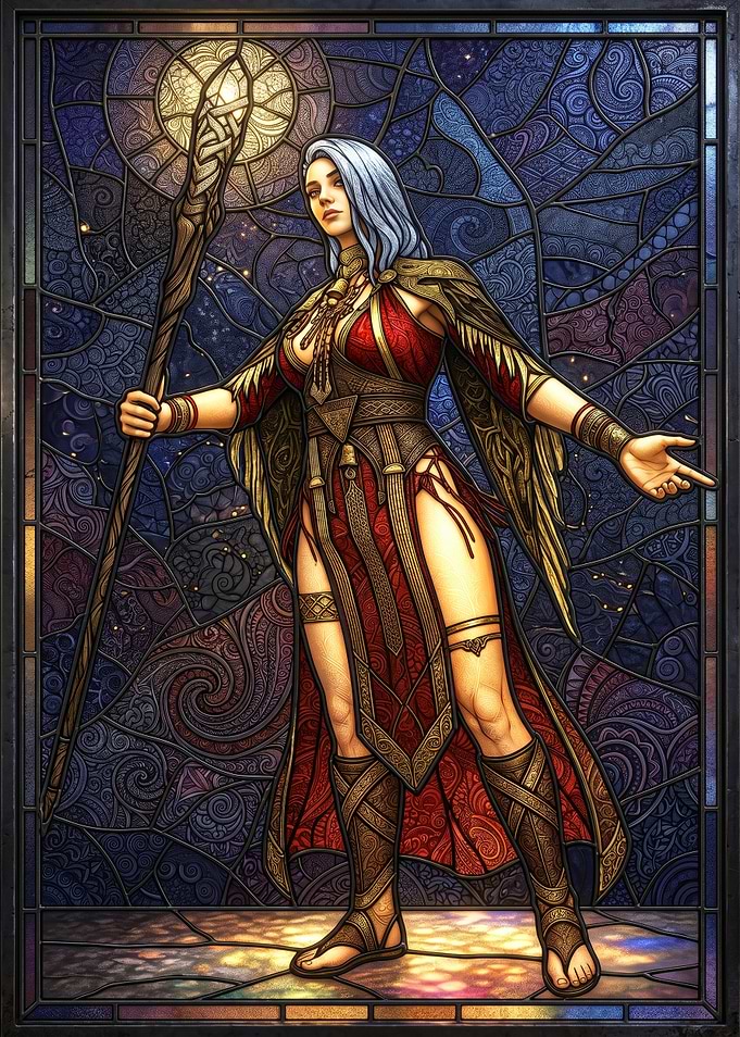 Stained Glass Fantasy Sorceress Portrait