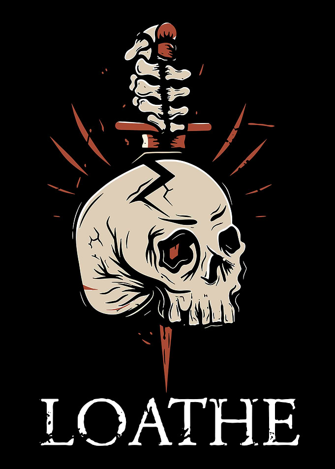 Loathe Band Skull and Spine Dagger Illustration