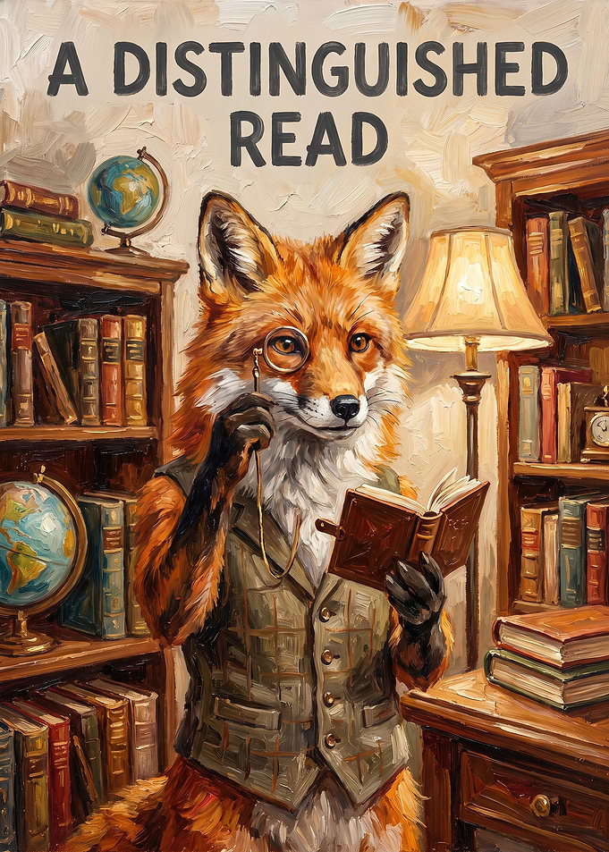 A Distinguished Fox Reading a Book