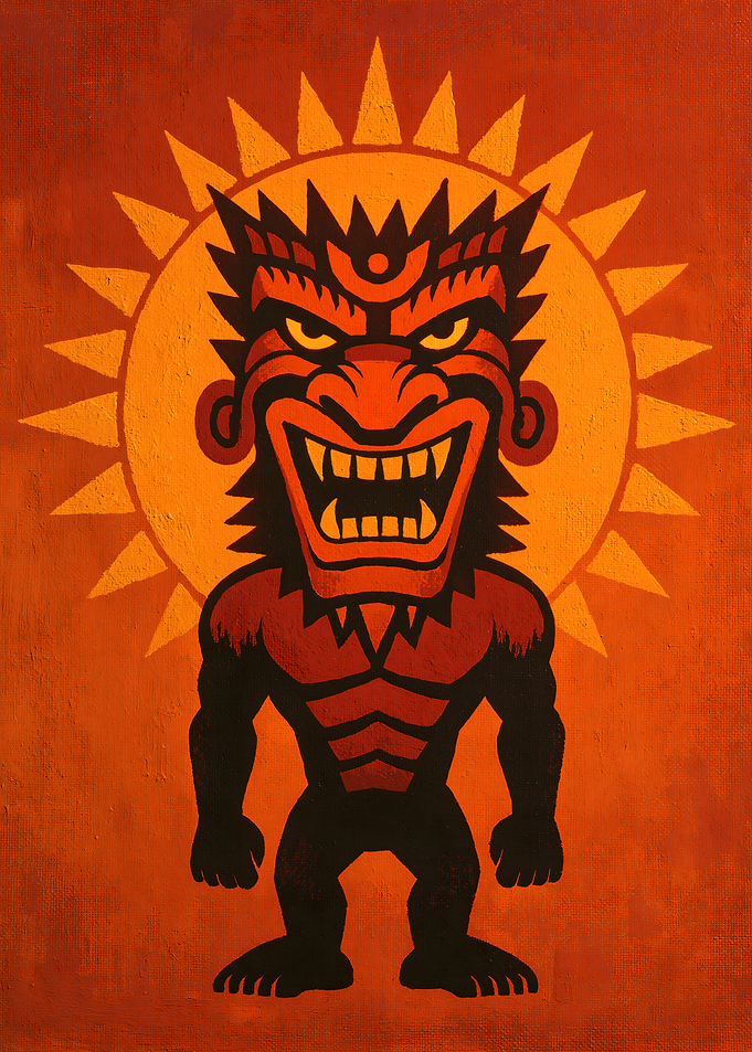 Tiki God Sun Illustration