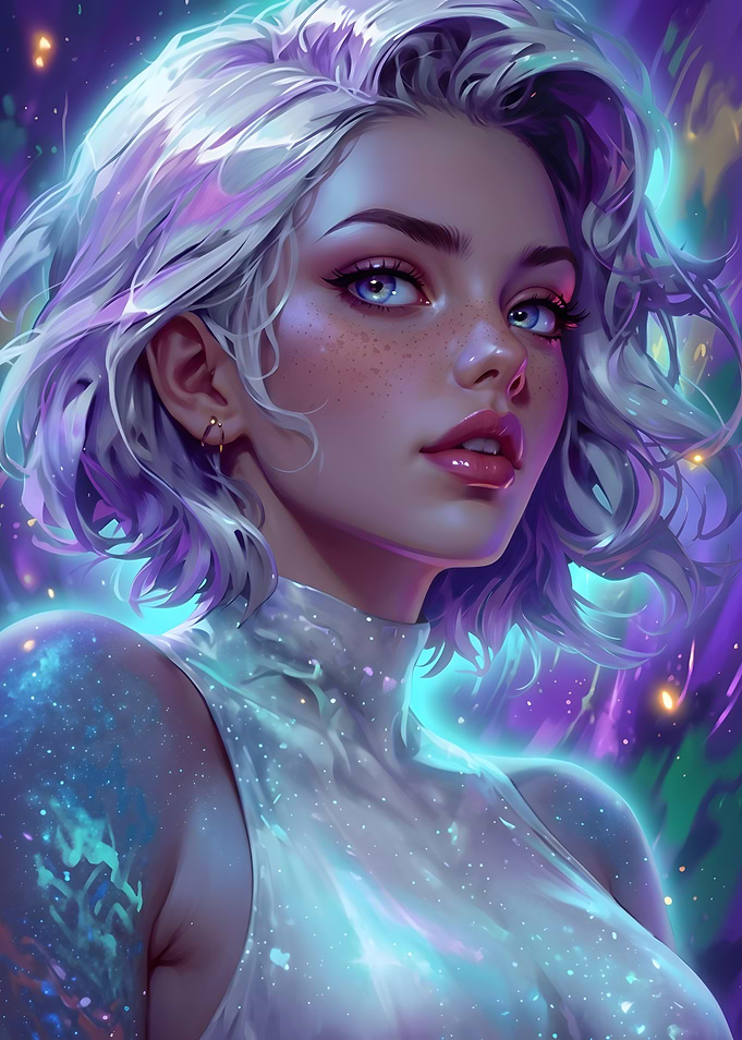Ethereal Cosmic Woman Portrait