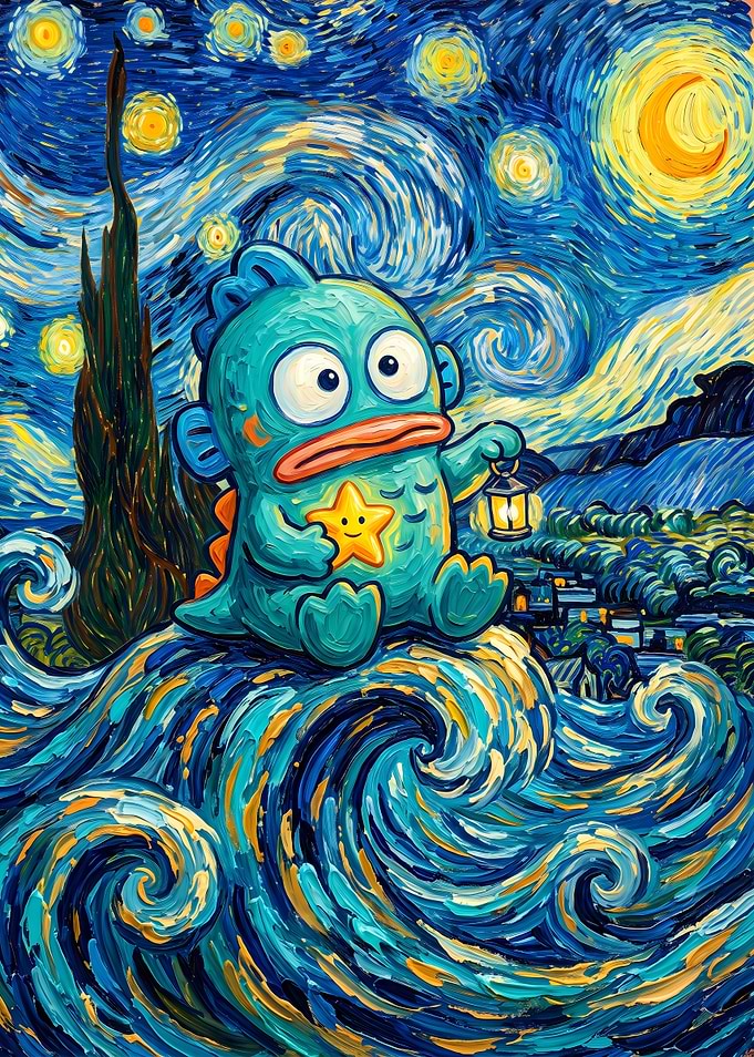 Hangyodon in Starry Night Style