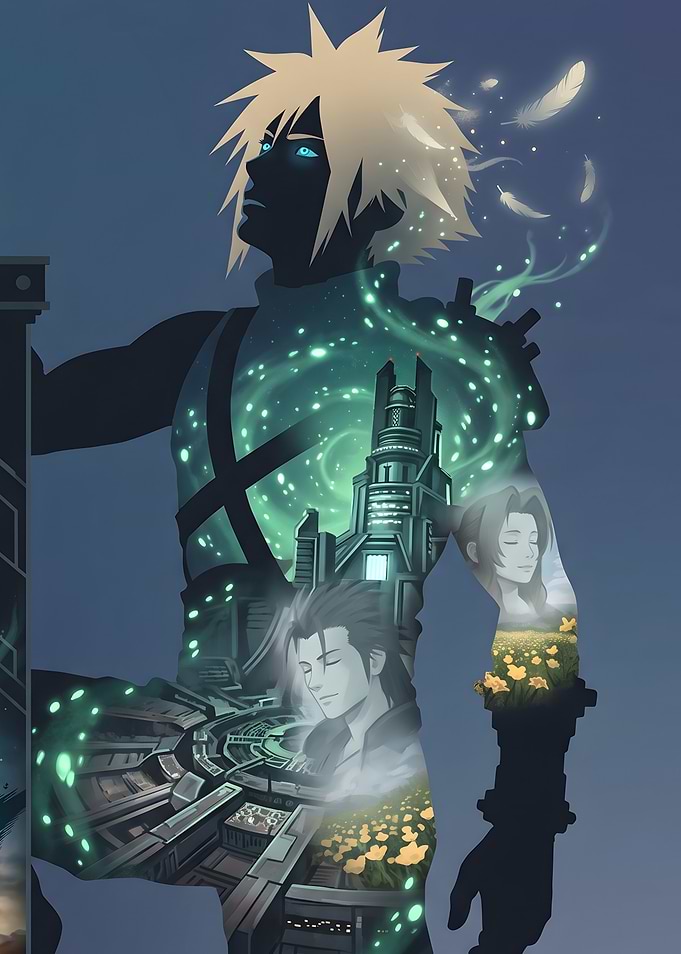 Final Fantasy VII Cloud Strife Double Exposure Art