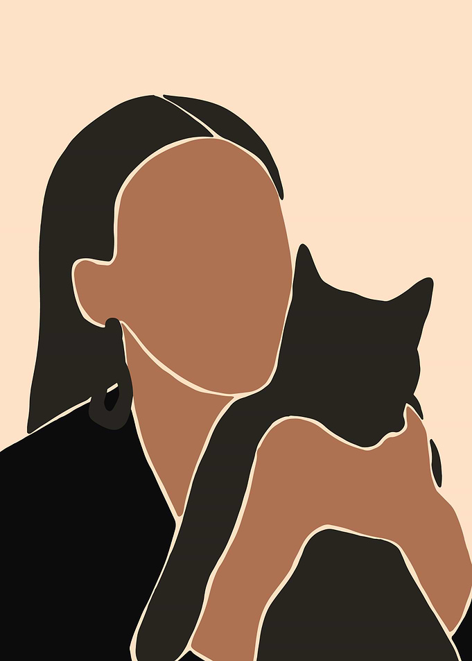Minimalist Woman Holding a Cat
