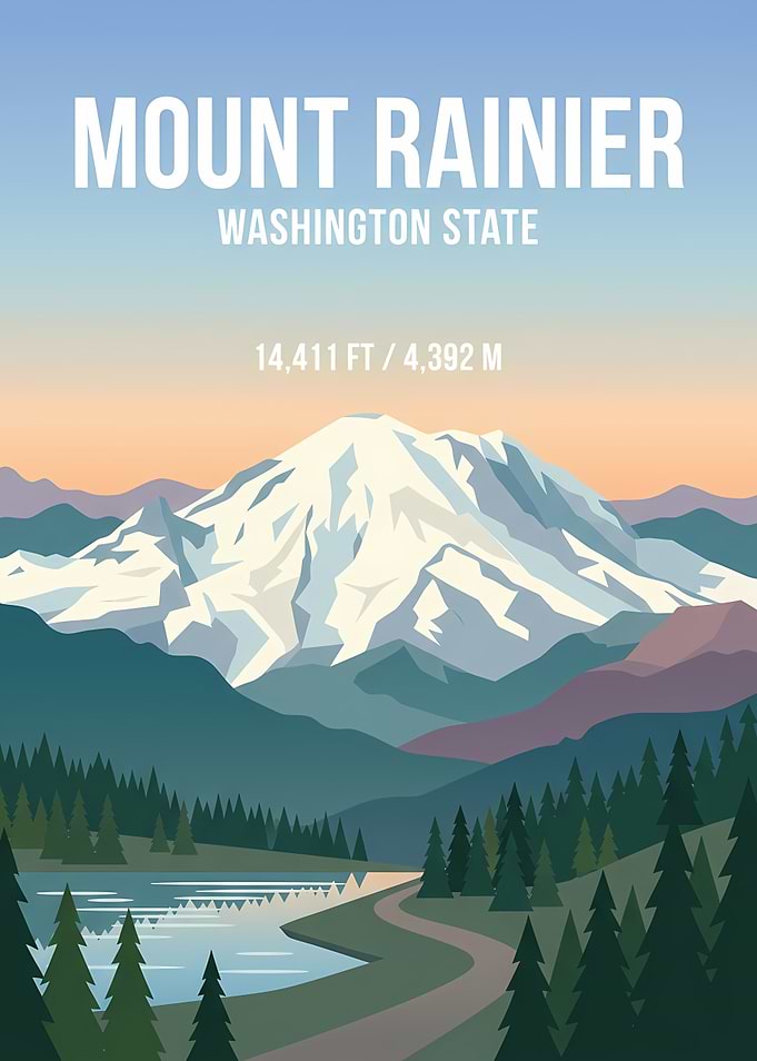 Mount Rainier National Park Travel Poster